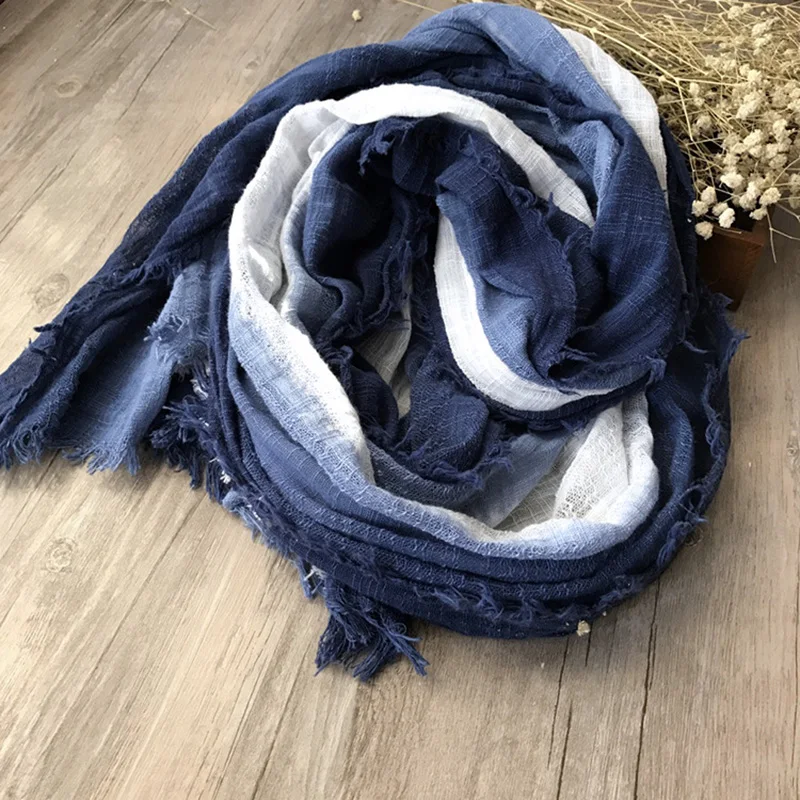 Big Size 100*200 Women Foulard Elegant Winter Warm Tassel Long Scarf Hanging Dye Gradient Pleated Shawl Hijab