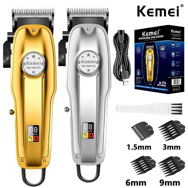 Haarschneidemaschine für Herren, kabellos, elektrisch, USB-Aufladung, LCD-Display, Friseur-Haarschneidemaschine