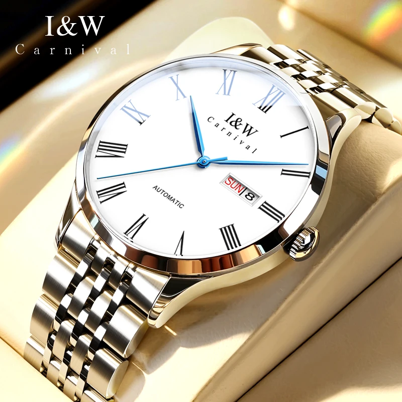 

Карнавальный бренд IW, высококачественные механические часы из нержавеющей стали для мужчин, роскошные сапфировые автоматические мужские часы с датой недели