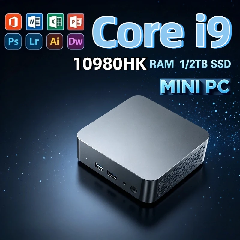 Mini PC Intel Core i9 10980HK Windows 11 Pro 16GB RAM 1TB 2TB SSD WIFI6 BT5.2 4K HD Gaming Office Study Desktop