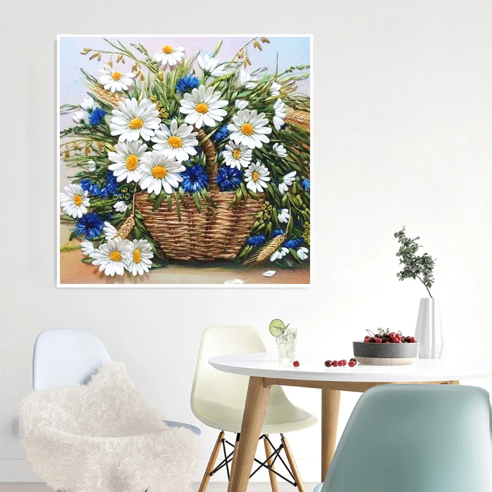 AZQSD Diamond Embroidery 5d Daisy Flower Mosaic Handicrafts Home Decor Diamond Painting Floral New Collection 2023 Rhinestones