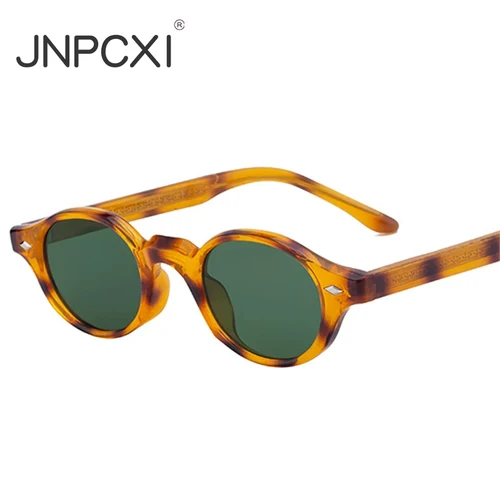 JNPCXI, gafas de sol ovaladas pequeñas a la moda para mujer, gafas de sol de lujo con remaches Retro para hombre, gafas de sol de color verde oscuro UV400 Punk