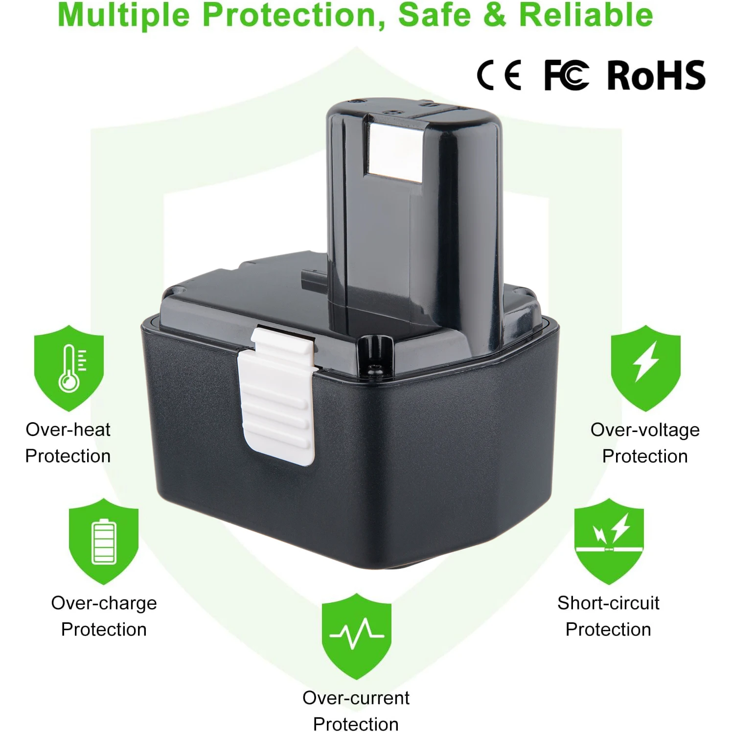 [1/2/4Pack] 4.8Ah EB14B Replace for Hitachi 14.4V Ni-MH Battery Pin EB1414S EB1412S EB1414 EB1414L EB1424 Suit for Power Tools