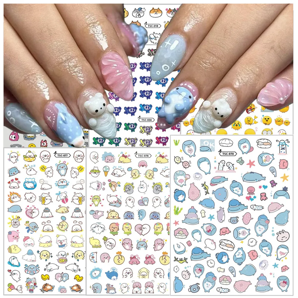 

Jinbesan sea animal seal 3D Nail Art Stickers Self Adhesive Nail Art Decals For Nail Art Decoration TSC-070N