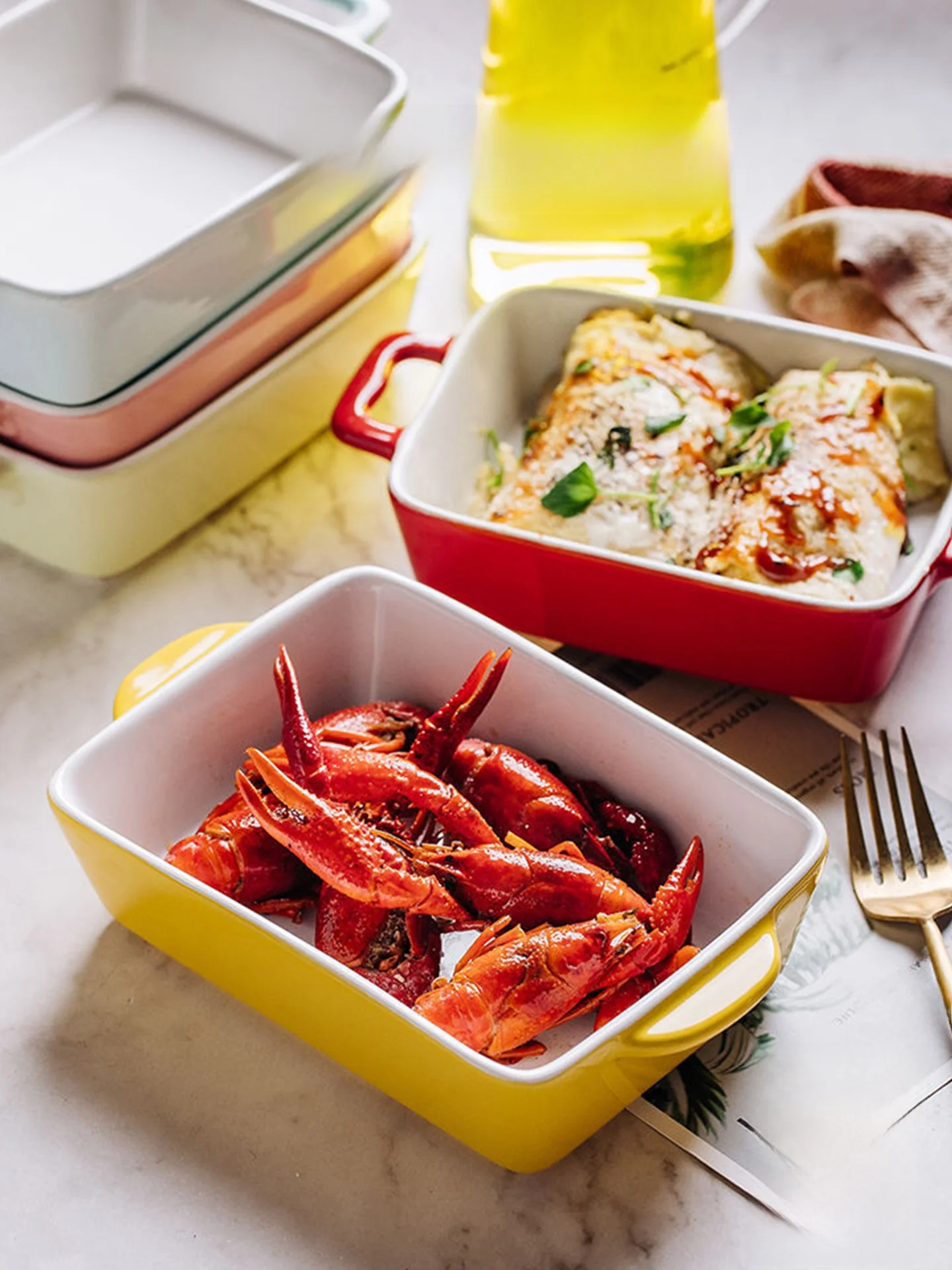 

Nordic Cerc Baking Di Double Ear Rice Casserole Microwave Oven Cheese Baking Tray JOJOS L PD Namou Dining Utensils
