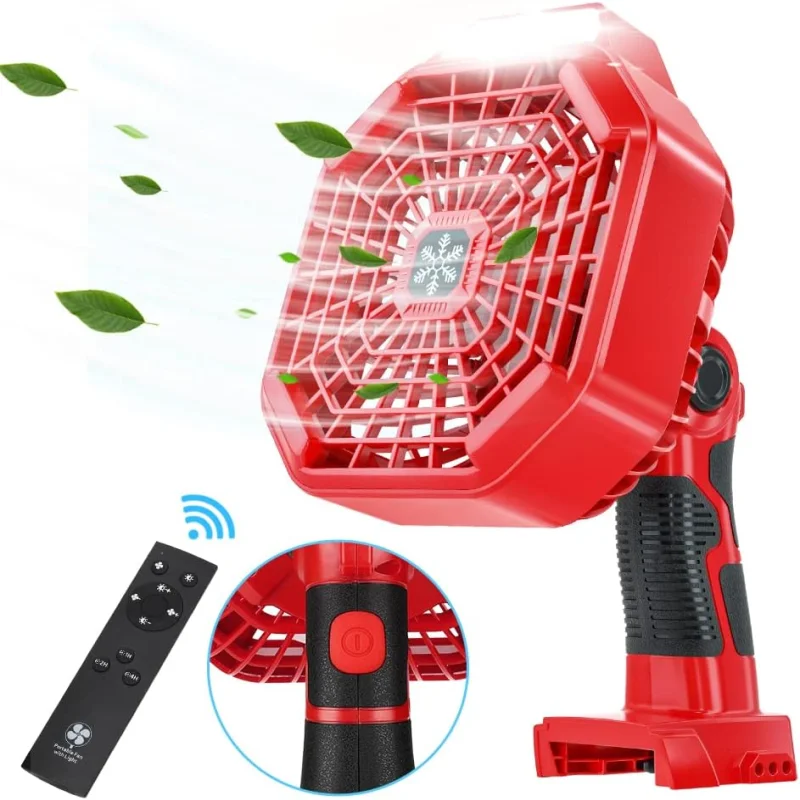 

For Milwaukee 18V Li-ion Battery Powered Handheld Fan with 180LM LED Lamp Light Portable Cordless Jobsite Fan USB Camping Fan