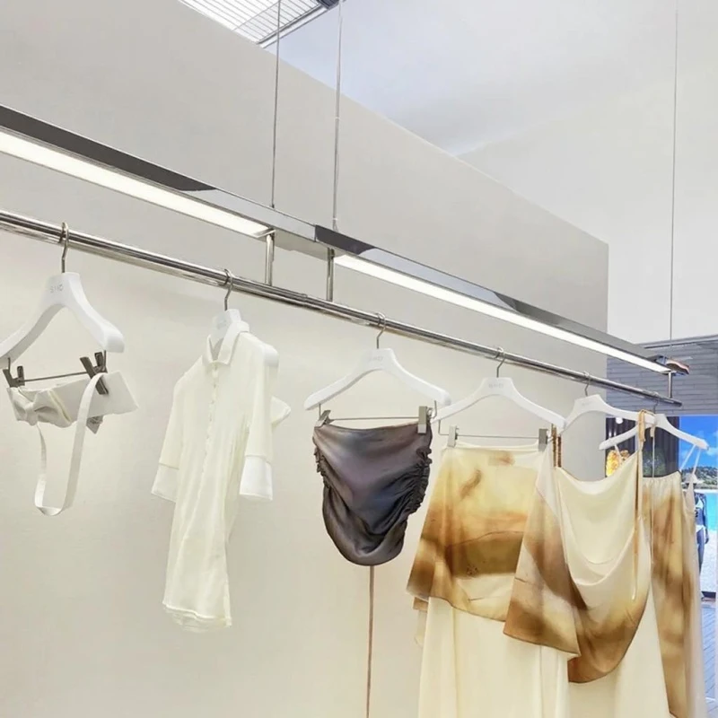 

Simple long strip Silver Hanging Chandelier led Mimimalist Lamp For Clothing Store Coat hook lamp Cloakroom counter Lamp