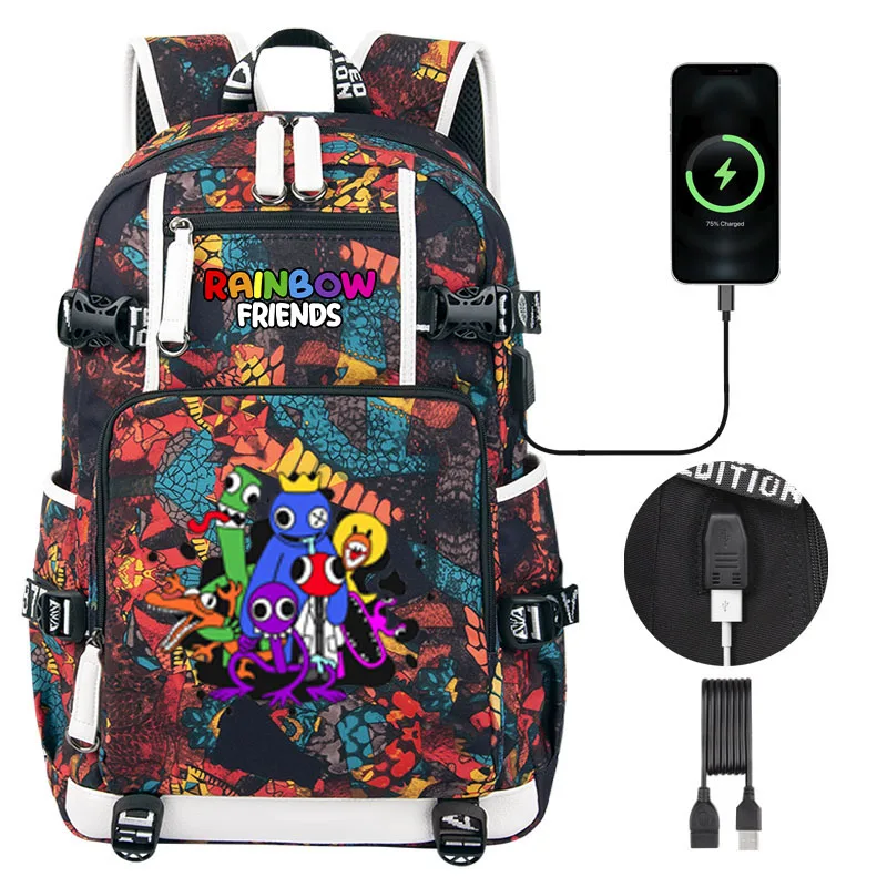 Imagem -05 - Bolsa de Escola Rainbow Friends para Homens e Mulheres Mochila de Estudante de Alta Qualidade Bolsa de Viagem Portátil para Menino e Menina 2024