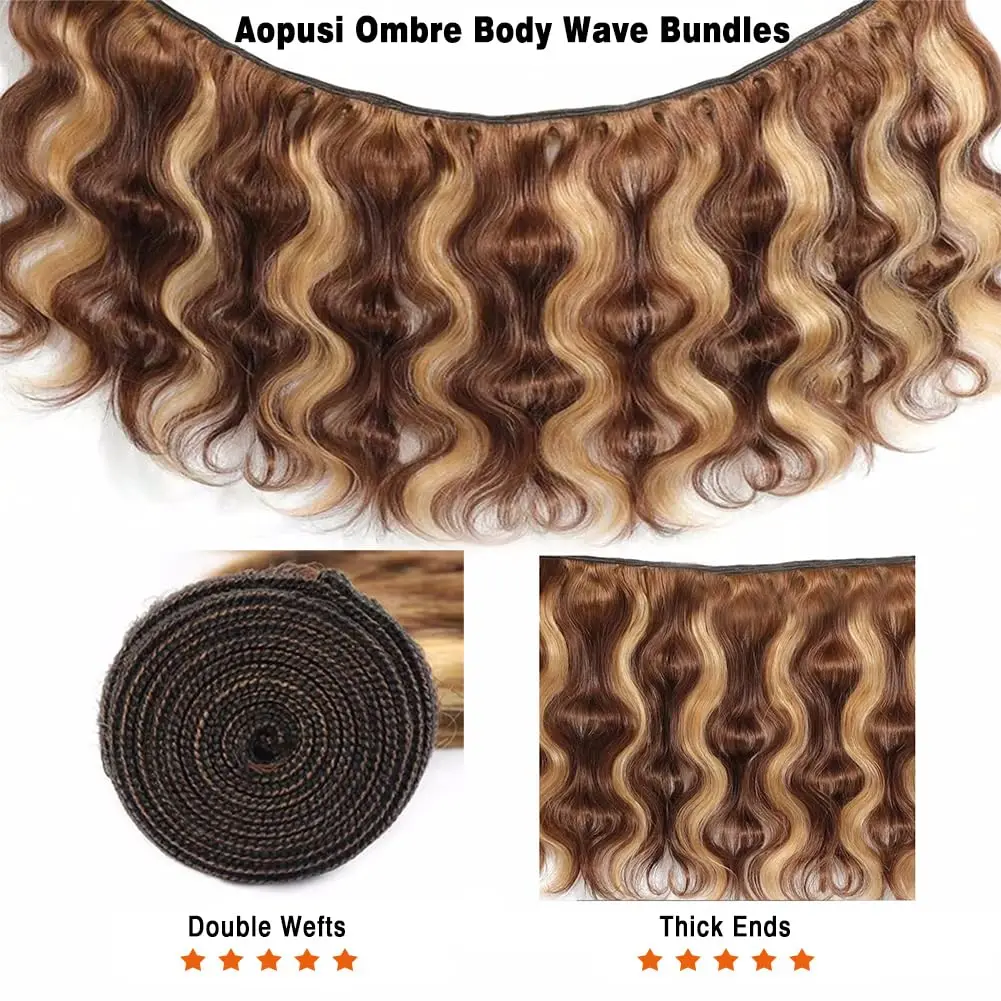 16A تسليط الضوء على أومبير 4/27 الجسم موجة حزمة الشعر البشري 30 بوصة الملونة الشعر البشري حزم ملحقات البرازيلي شعر بشري لعذراء