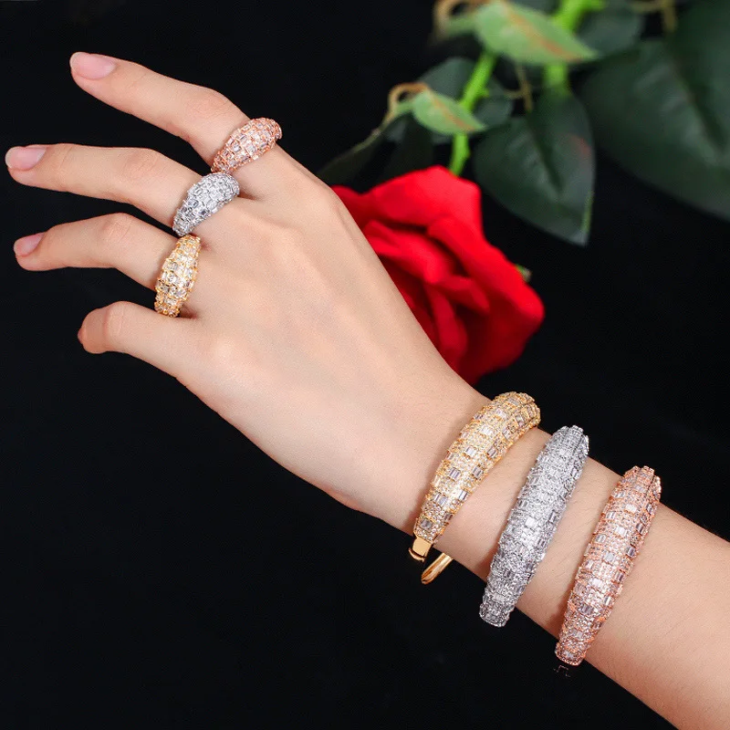 

Ki0079 European and American Fashion New Versatile Bracelet Ring Set Micro Inlaid with 3A Zircon, Valentine's Day, New Year, Mother's Day, Birthday, Gift Giving, Party, Graduation Season