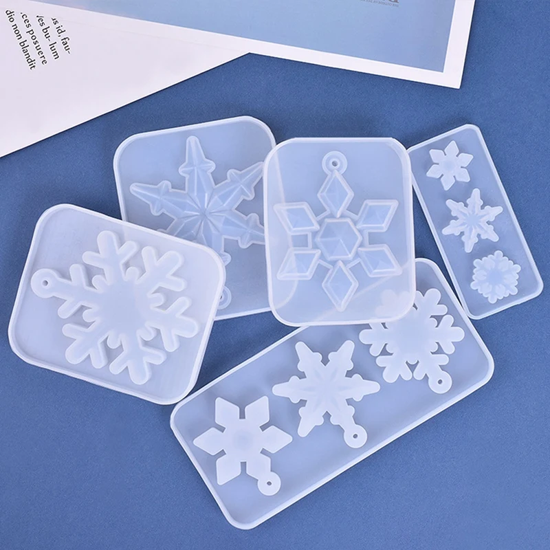 Crystal Glue Mold Mirror Christmas Snowflake With Hole Mold Ornament Hanging Ornaments