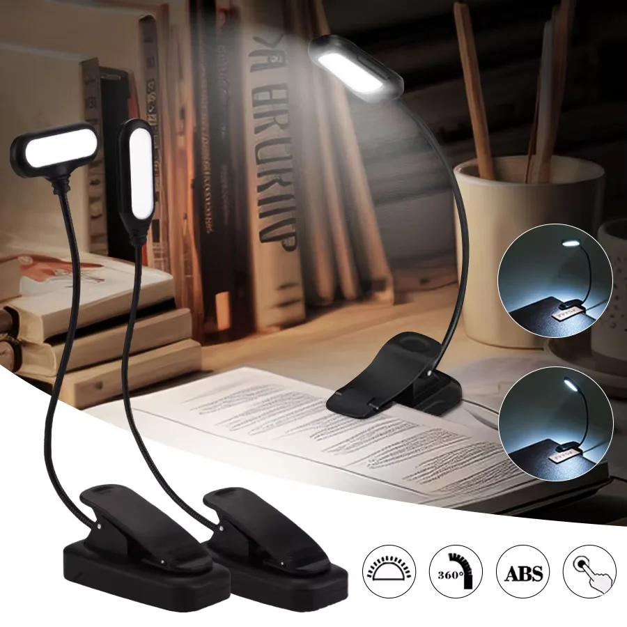 

Mini LED Book Lights Battery Powered Eye Protection Flexible Clip-On Desk Lamp Adjustable For Bedroom Studying Reading Lighting