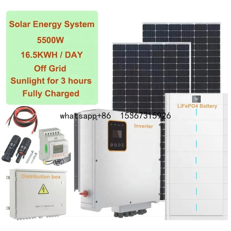 5500W 15KWH Customized One Stop Solar Solution Hybrid Grid Solar Energy System With Solar Panel Inverter LiFePO4