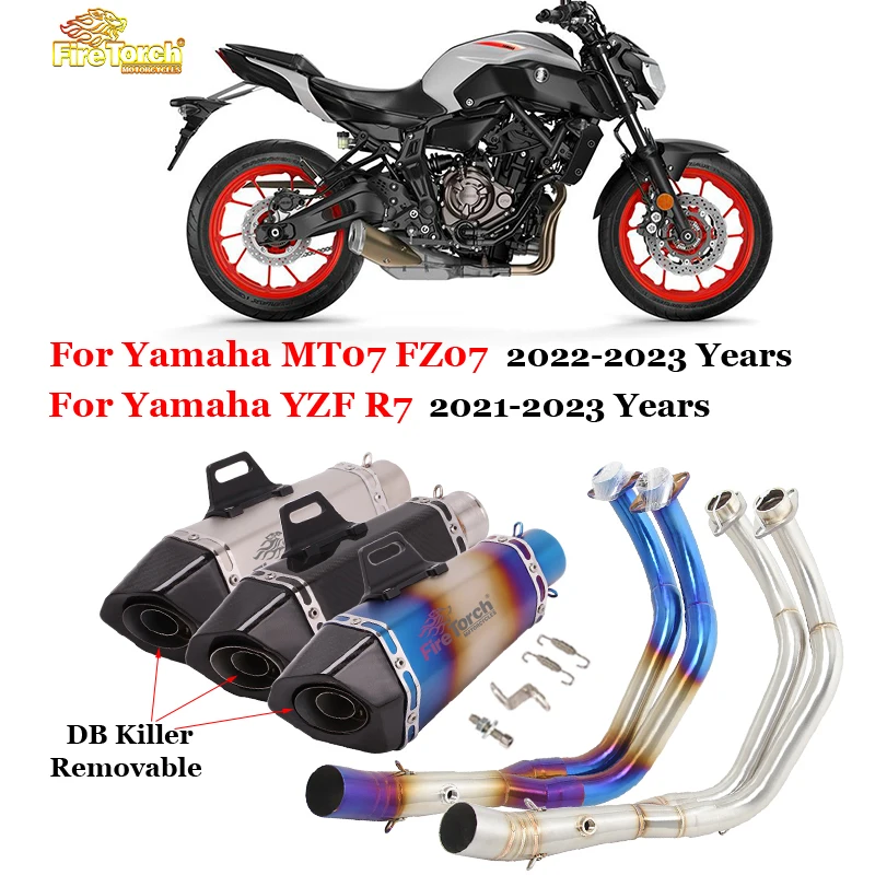 

Slip-On For Yamaha YZF R7 MT07 FZ07 MT-07 MT 07 2021- 2023 Full Motorcycle Exhaust System Front Link Pipe Muffler Moto DB Killer