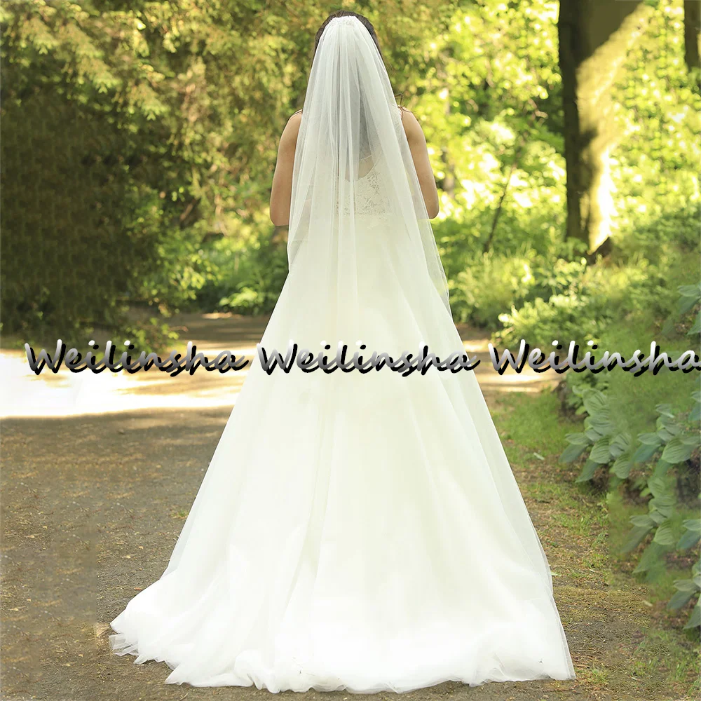 Weilinsha Wedding Dress Boho Spaghetti Straps Sleeveless Appliques Lace Bohemian  Gowns Sweep Train 2022