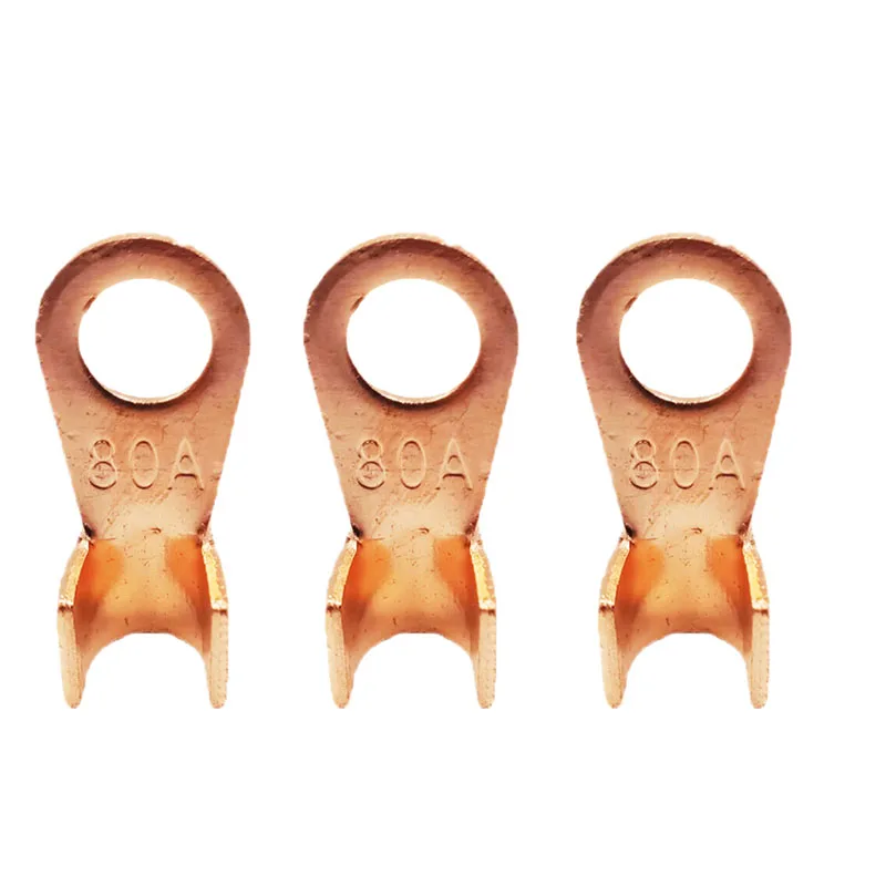50PCS OT-80A 80A 8.2mm Dia Circular Splice Copper Open Lugs Naked Crimp Terminal Connector Made Of Durable Brass Material