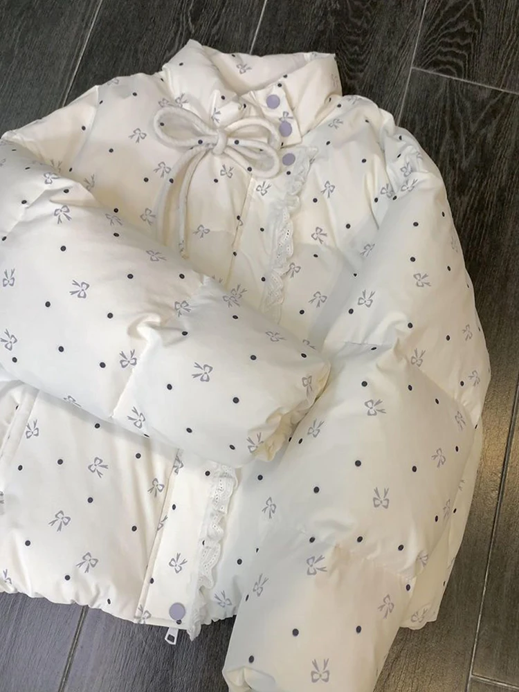 

Zoki Sweet Bow Модные парки для женщин в консервативном стиле Зимние теплые милые пышные пальто Япония Kawaii Куртка с длинным рукавом и воротником-стойкой Новый