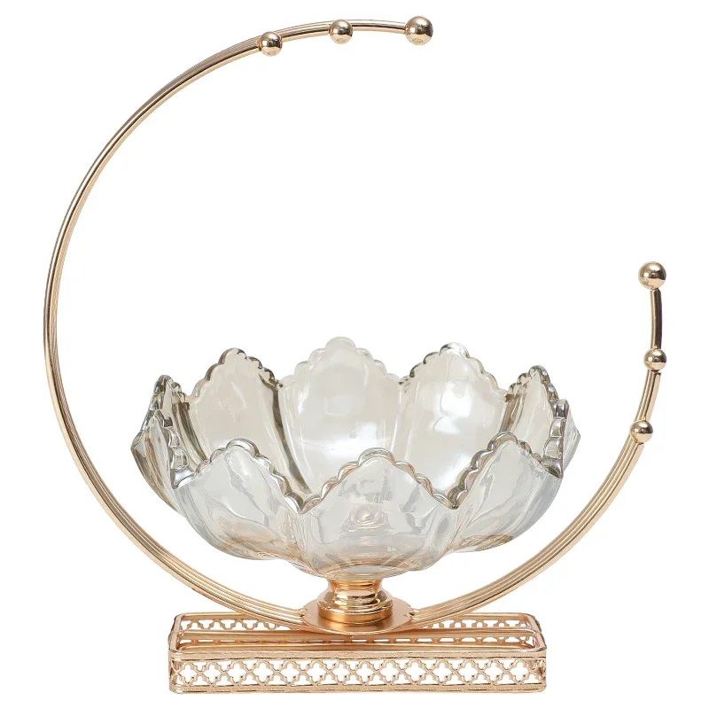 

Golden fruit plate exquisite light luxury Internet celebrity home living room coffee table high snack