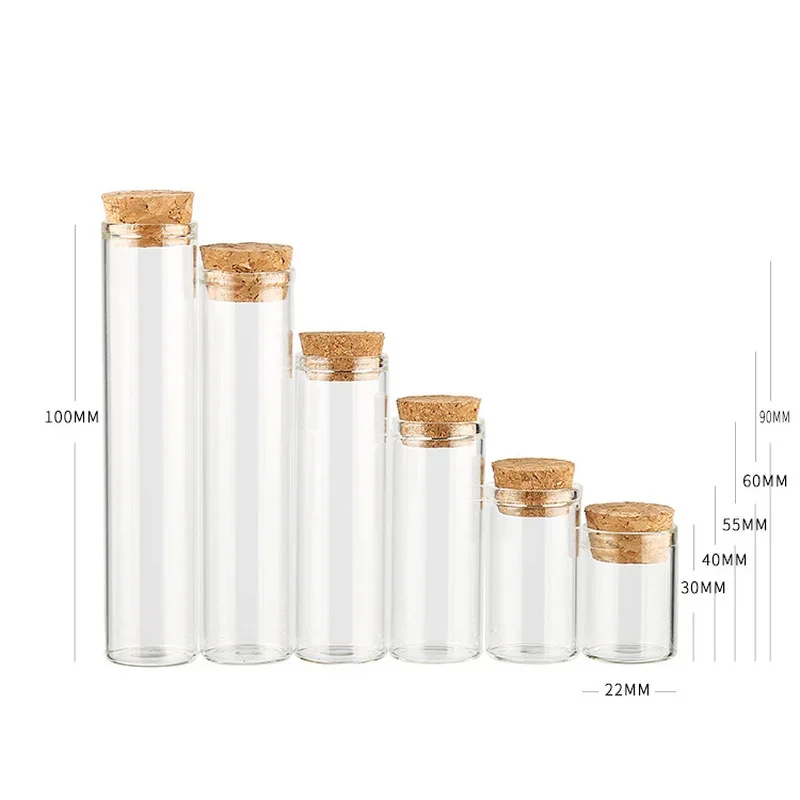 5PC/LOT 60/90/100/120mm Bottles with Cork Small Transparent Mini Empty Glasses Vials Jars Container Clear  Botlles Eco-Friendly