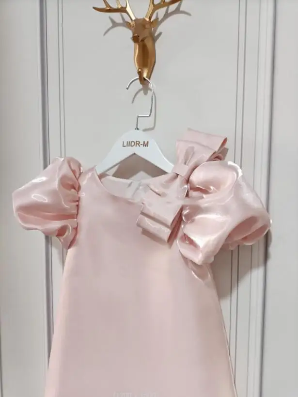 Baby Girls Dress For Party And Wedding Princess 1st Birthday Baby Girls Ball Gowns Puff Sleeve Bow Pegeant Toddler Girls Dress