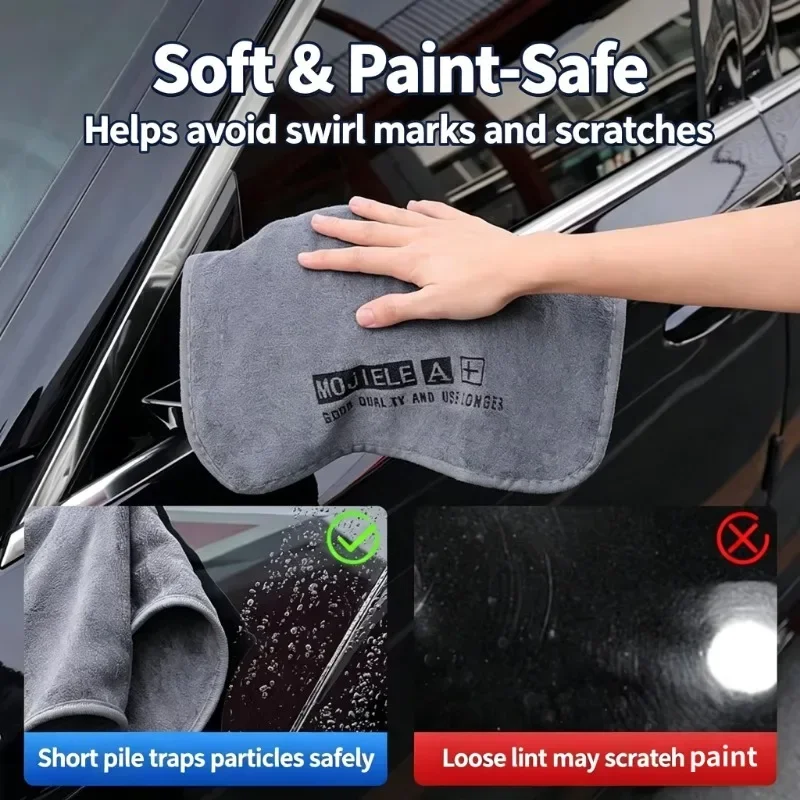 Car Wash High-end Microfiber Towel Fine Cleaning Towel Car Cleaning Drying Cloth Folded Edge Car Care Cloths
