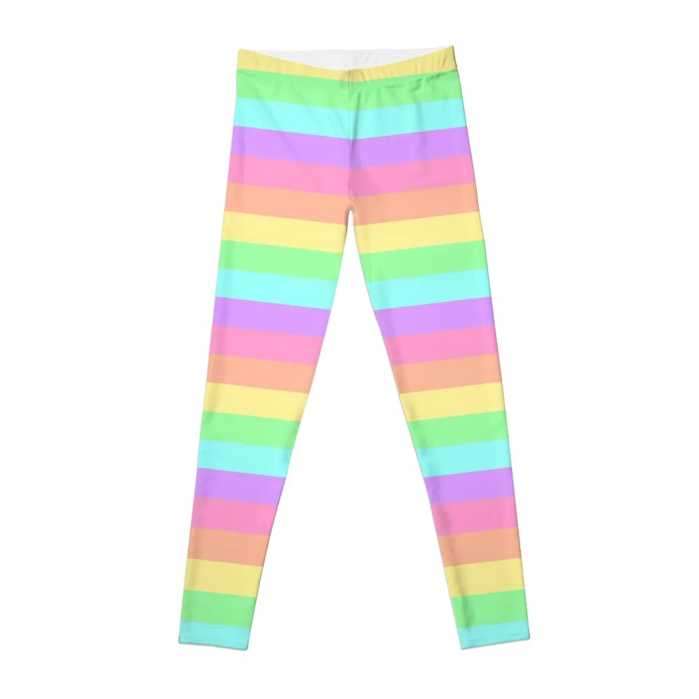 Pastel Rainbow Stripes Leggings gym top gym clothing Women's tights Womens Leggings