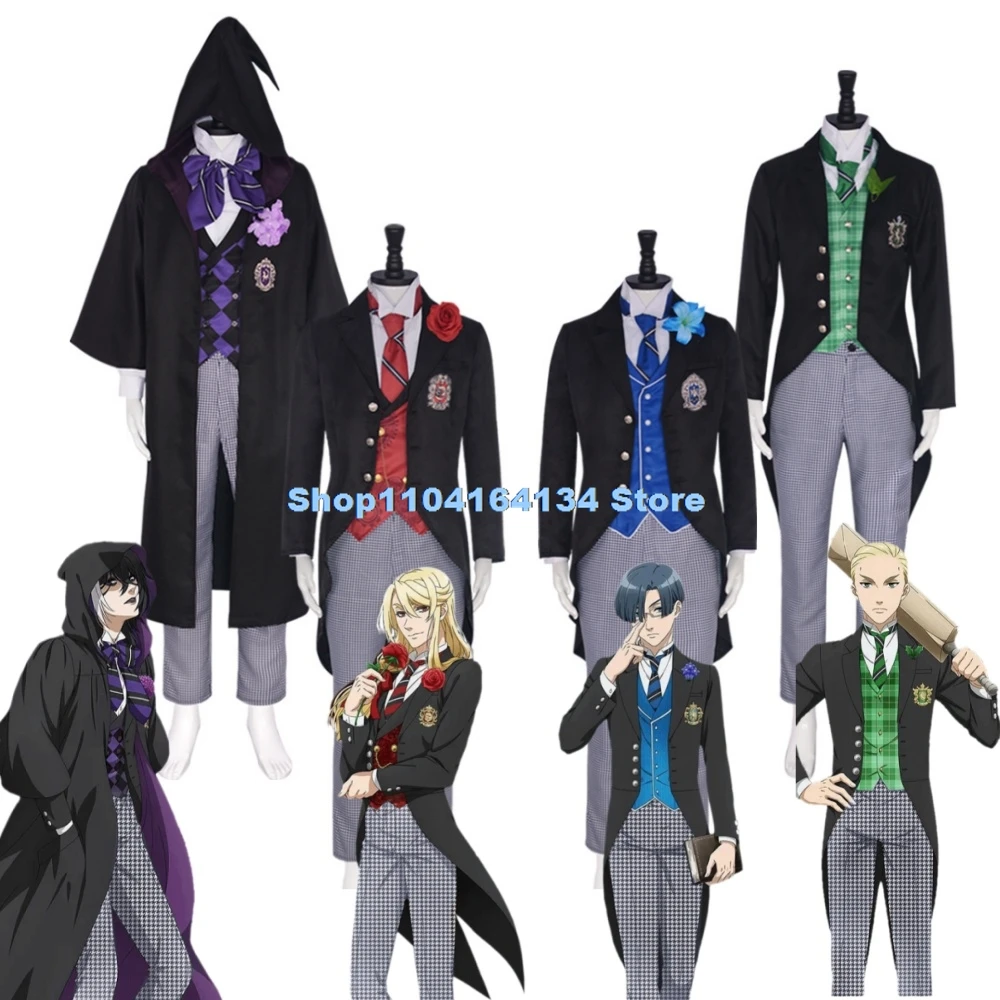 Guregori Baioretto Black Butler 4 Cosplay Kostuum Kostschool Gregory Violet Uniform Pakken Halloween Anime Kleding Vol