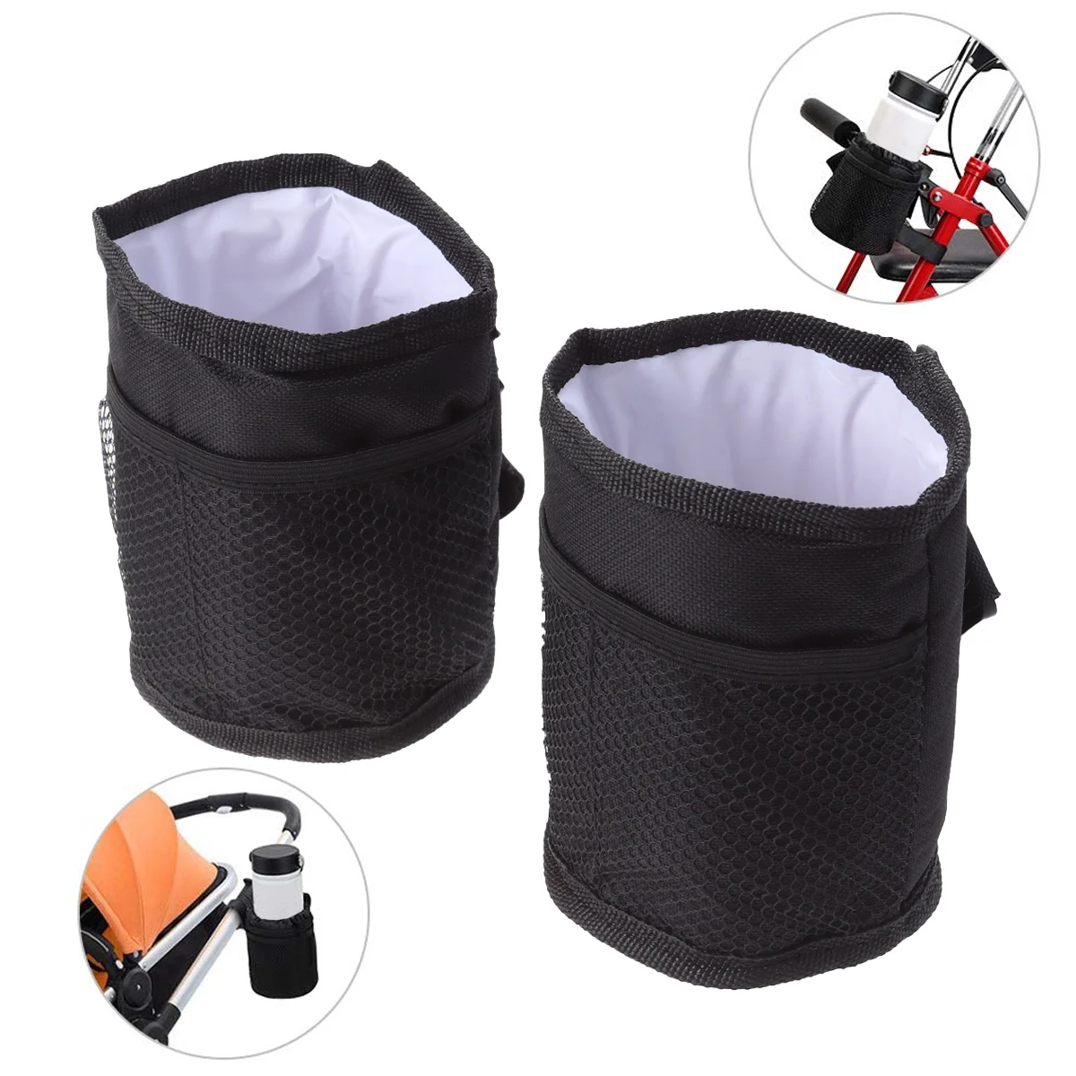 

2pc Thermoscue Bag Stroller Cup Holder Waterproof Side Hanging Heat Preservation Lightweight Insulated EVA Oxford Cloth Portable