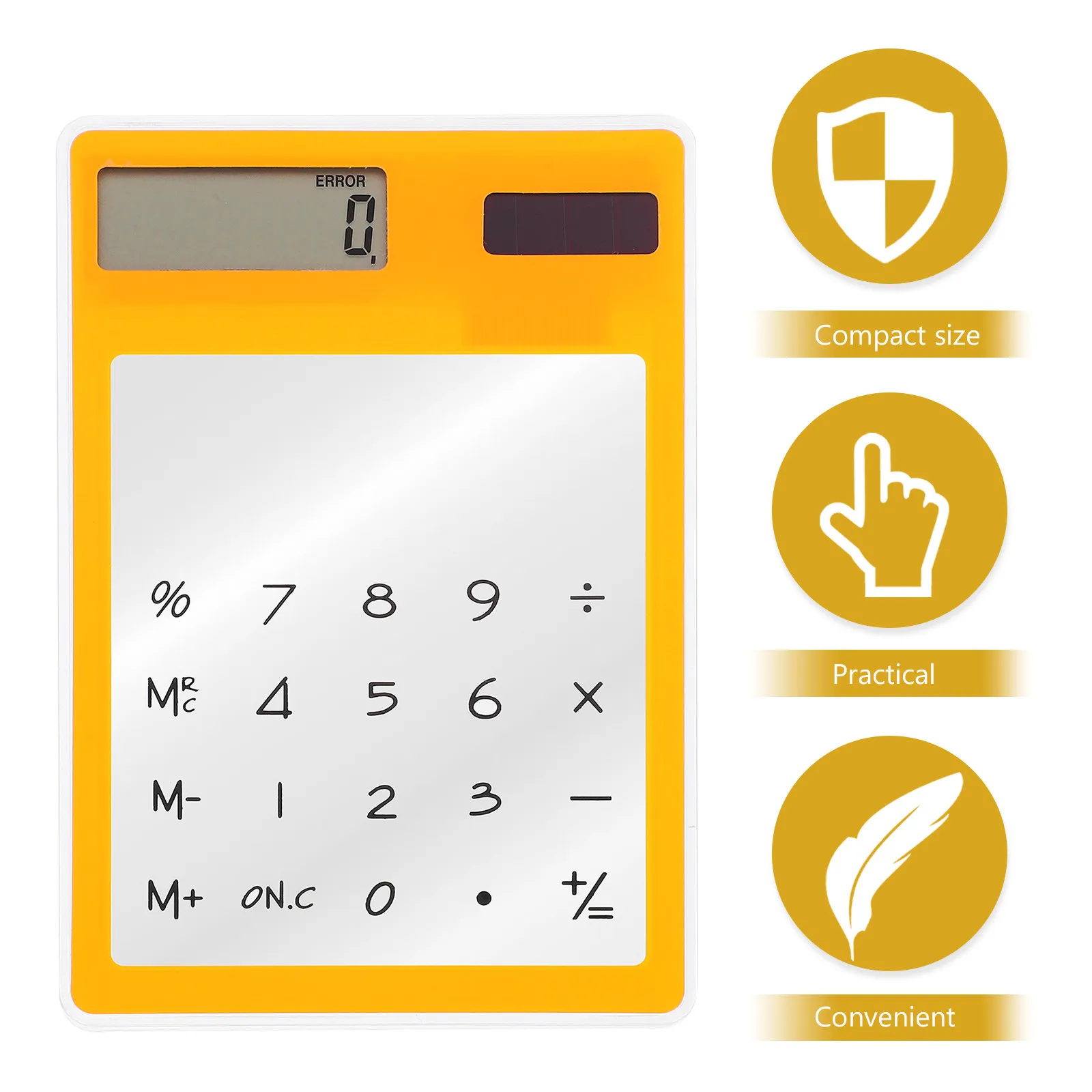 Solar Powered Touch Screen Calculator with 8-Digit LCD Display Transparent Panel Compact Portable Mini Design for Students