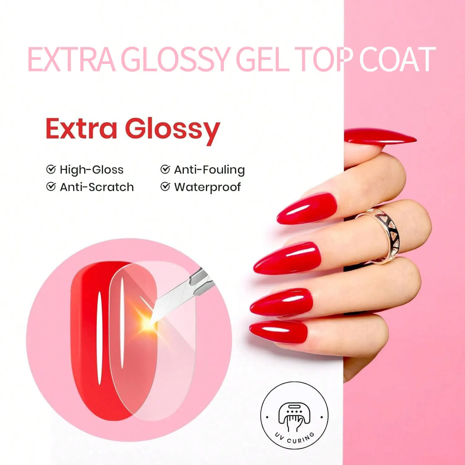 Extra Glossy Gel Top Coat - 15ml Clear Glossy No Wipe Top Coat  Lasting Nail Surface Protection Nail Gifts For Women