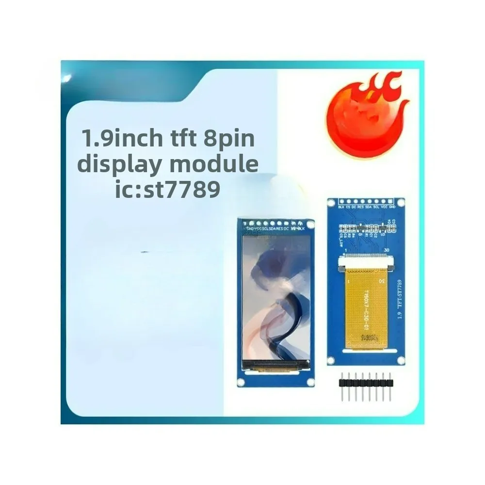 

1.9-inch TFT LCD Display - 170×320 High-Resolution Full Color ST7789 Driver SPI Interface 8-Pin Low-Power Compact Module