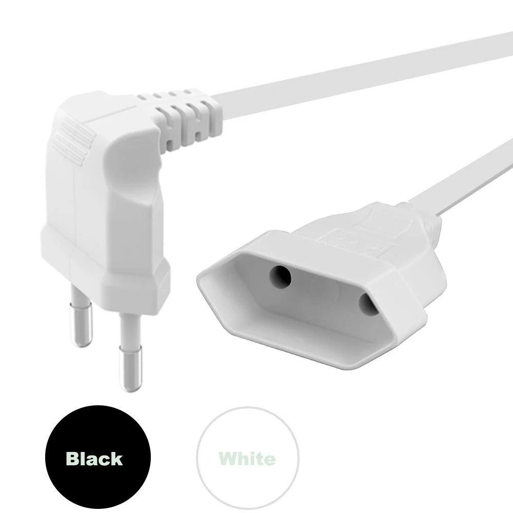 Cable de extensión de alimentación europeo con enchufe macho de 90 grados a toma hembra para PC, ordenador, PDU, 0,3 m/0,6 m/1,8 m, cable angulado con 2 clavijas europeas