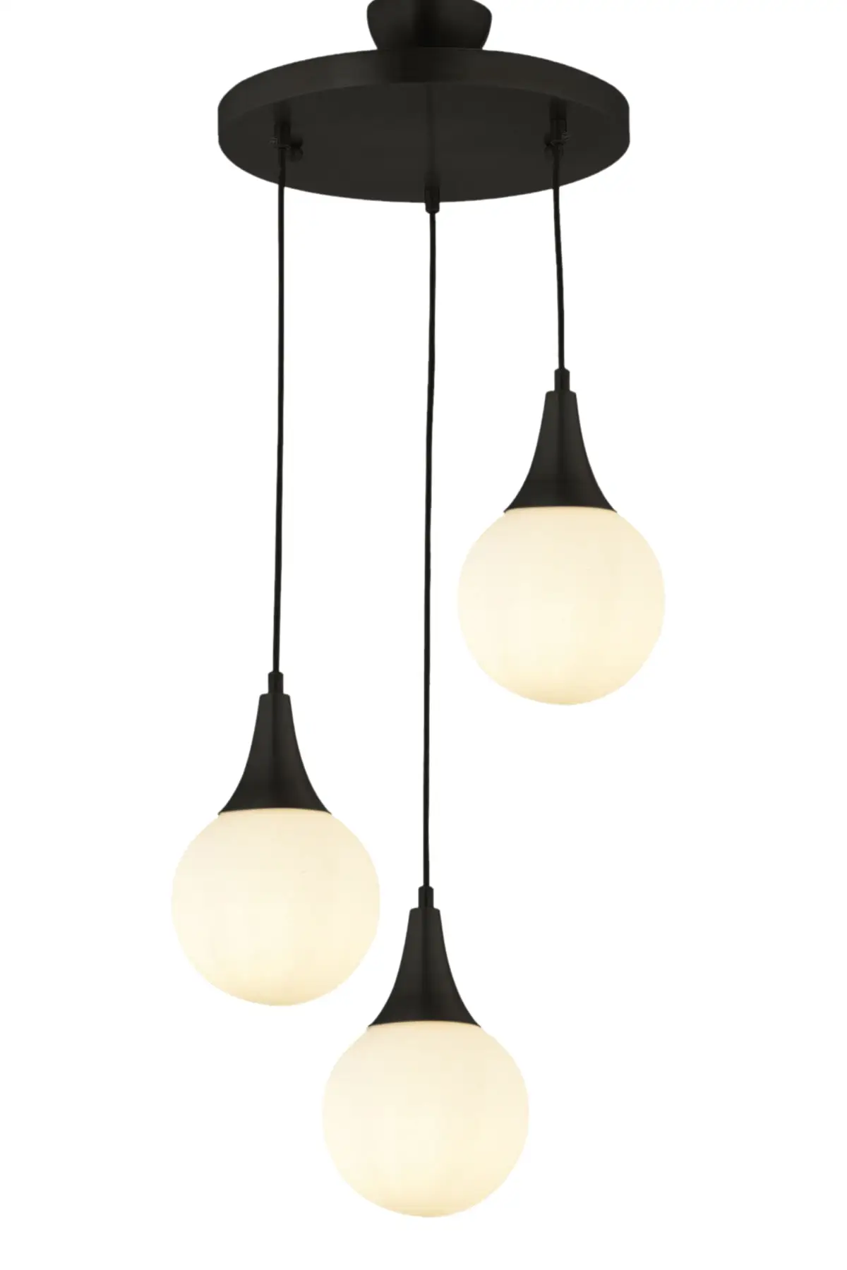 

DOLBOVI drop 3 pcs black round white glass pendant chandelier