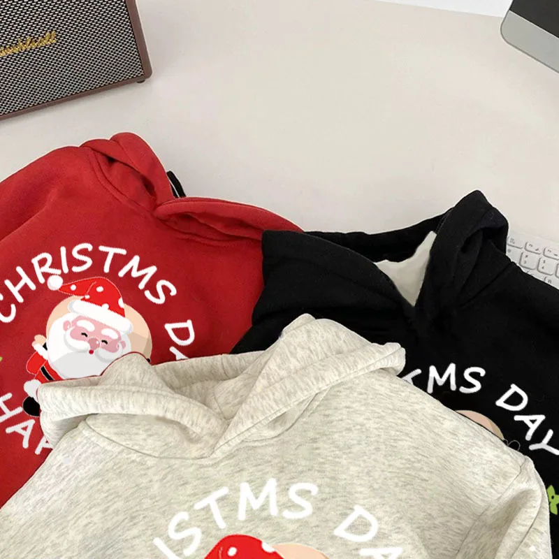 الخريف الشتاء الأزياء السترة عيد الميلاد اليومية قمم الأطفال الكرتون مقنعين البلوز للأطفال عارضة فضفاض قمم عيد الميلاد الملابس #2