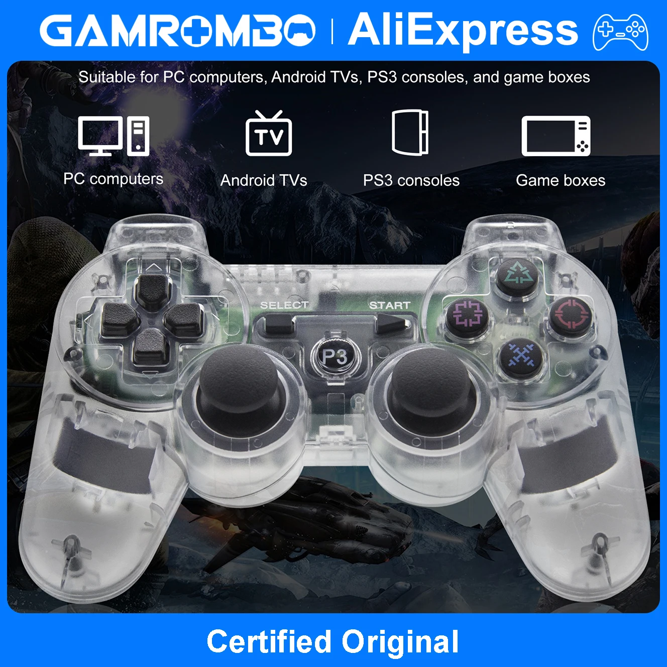 Controles de Juego para Consolas Playstation 3 PS3, PC/Android TVs/Game Boxes 360 ° Joysticks con Precisión de Apuntamiento, Sin Zona Muerta, Controlador de Juego