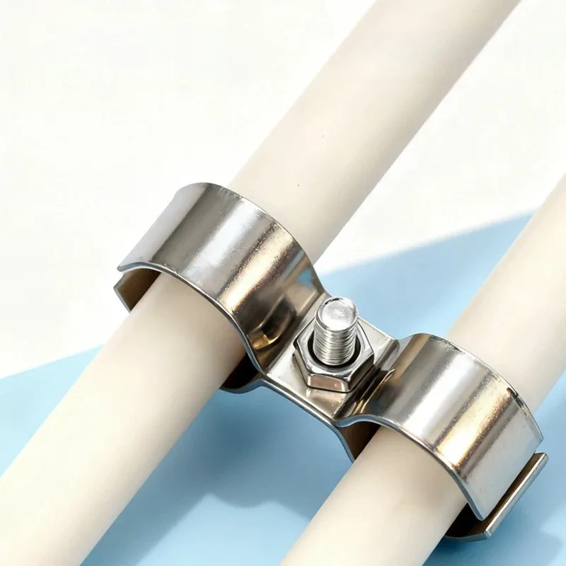 

304 Stainless Steel M-Type Double Pipe Clamp Cable Fixing Heavy Duty Double Tube Saddle Clip, Corrosion Resistant Fastener