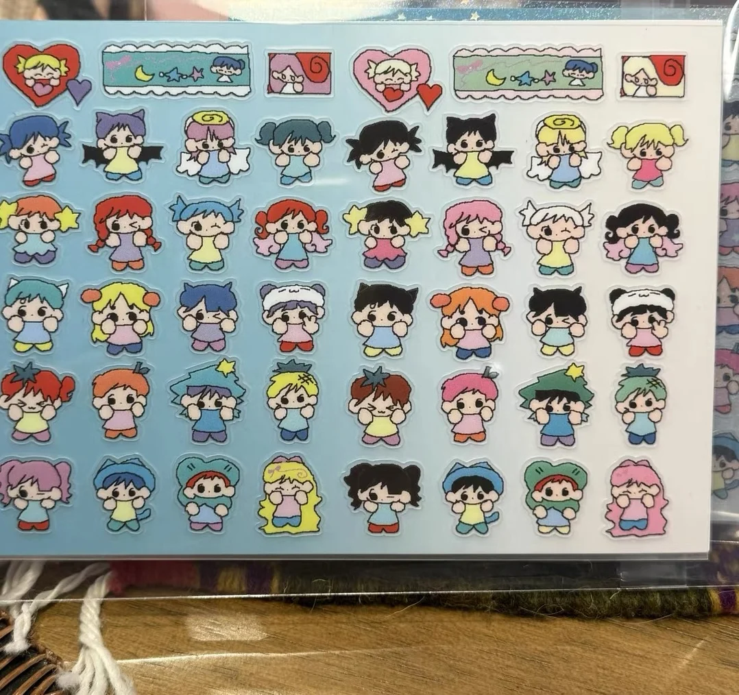 Cartoon cute girls and boys design decorative dairy sticker