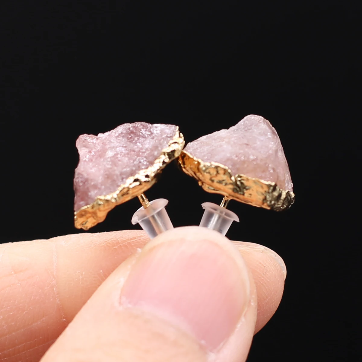 2023 New Fashion Natural Crystal Earrings For Women Gold Color Blue Turquoise Rose Quartz Jewelry Gift For Girlfriend Wife