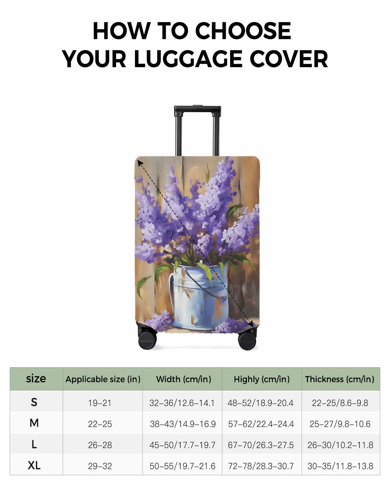 Protection de valise commandée pour bagages, peinture à l'huile, violet, µ, fer, housse anti-poussière, voyage, 18 "-32", E27