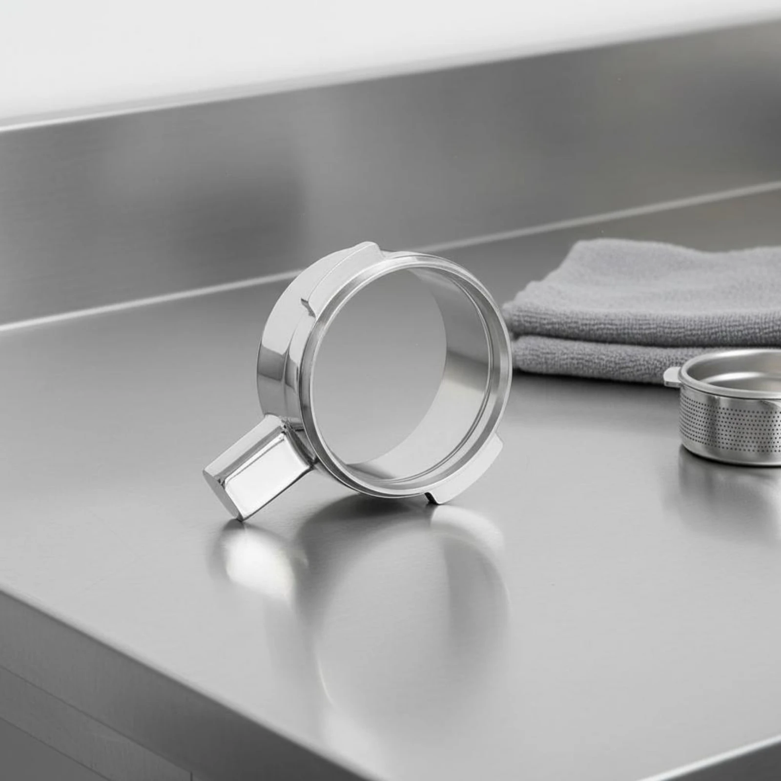Cabezal de Portafiltro Sin Fondo Finamente Pulido, Cabezal de Portafiltro Desnudo, Soporte para Filtro de Espresso, Diseño Desmontable