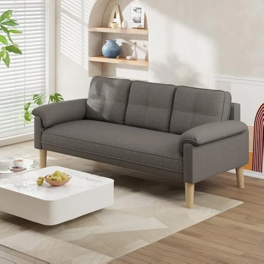 

3-местный диван-диван с мягкими подлокотниками, глубоким сиденьем, удобной спинкой и ножками из массива дерева — легко собирается (серый)