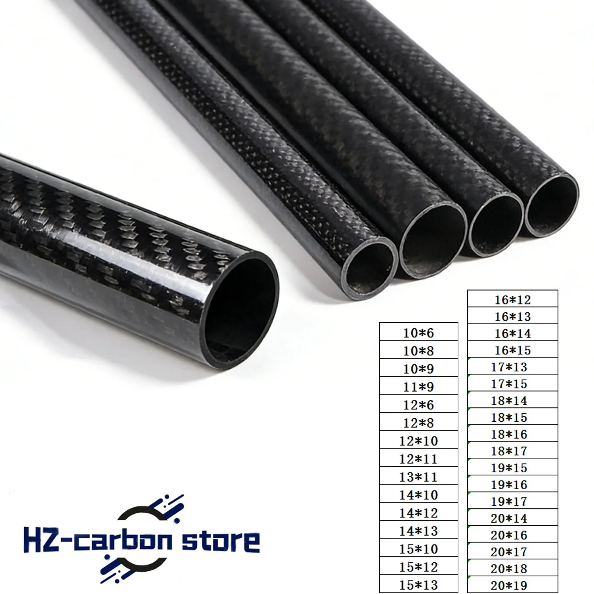 1pcs 1000mm 3K Carbon Fiber Tube OD10-19mm High-strength Pipe For Aircraft Models, Kites,Plant protection machine,tripod
