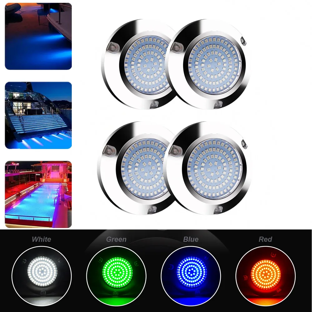 4PCS LED Boat Navigation Lights Courtesy Deck Lights Marine Boat 90Led Night Fishing Lights Boat Stern Anchor Lamp Blue White