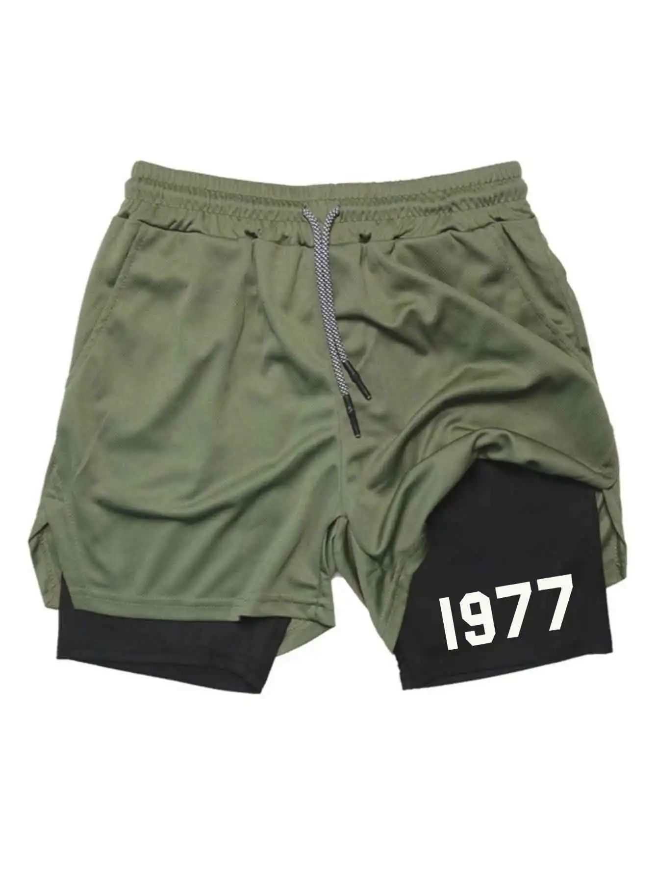 

2026 Men's 2-in-1 Pocket Shorts, European Size, Sports and Fitness Shorts, Casual Shorts, Beach Sports Shorts, Slim Fit, Everyda