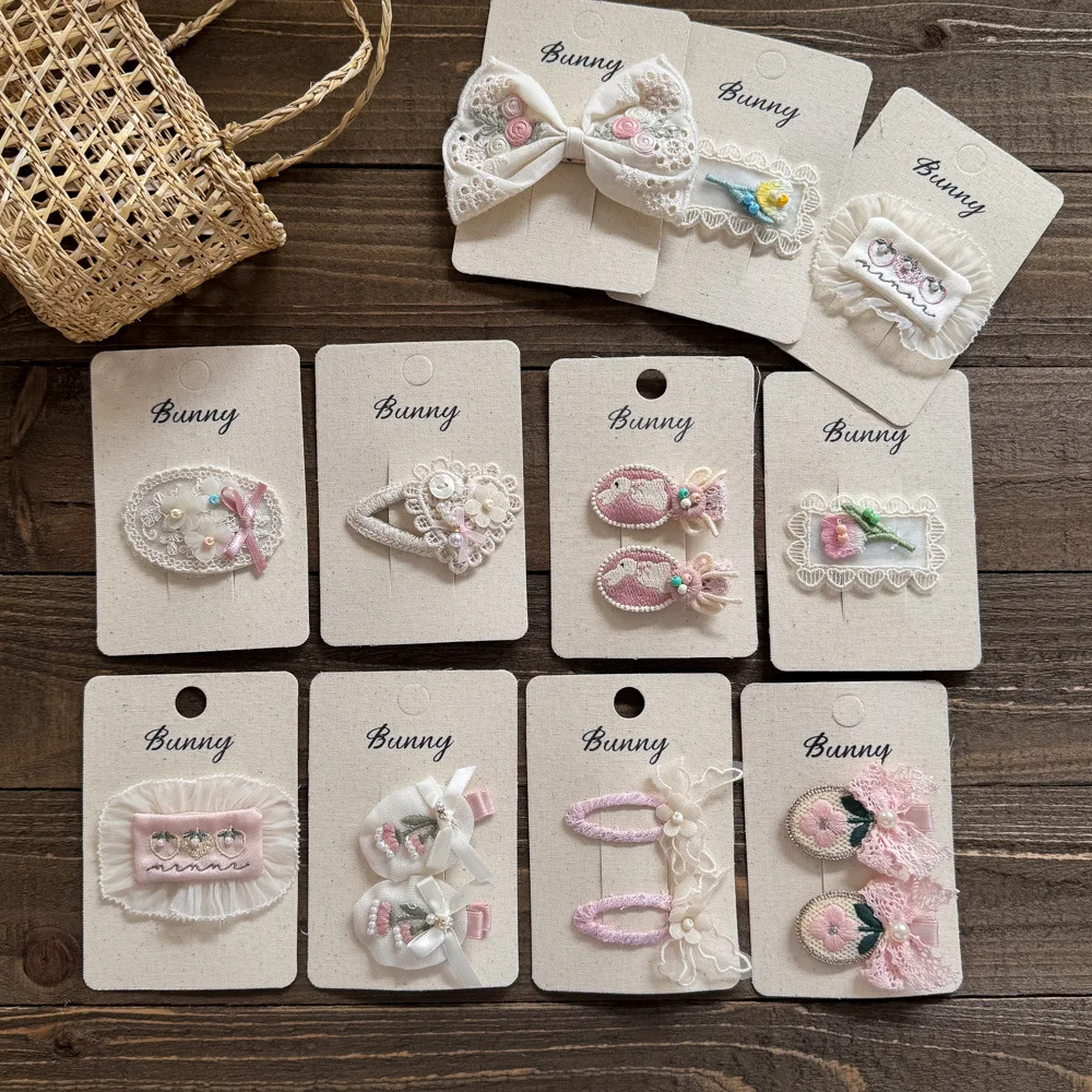 

Children Hair Clips Fabric Lace Embroidery Girls Cute Barrettes Hairpins Hairgrips for Kids Headwear Hair Accessories Headdress