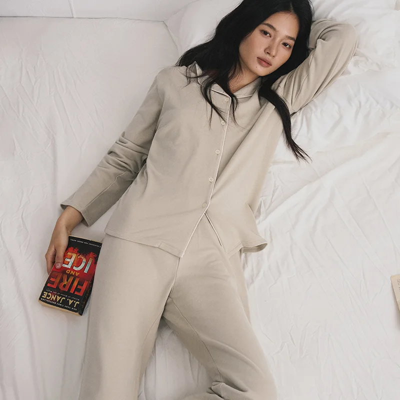 

Women's sleepwear set with long sleeves and pants, suitable for casual wear and outdoor home wear, Spring and Autumn new styles