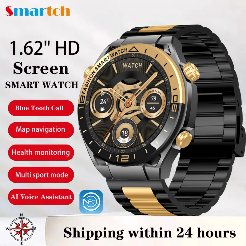 

Мужские умные часы высокого уровня, уличный компас, водонепроницаемые часы с голосовым помощником, NFC-карта, навигация, спортивные умные часы с пульсометром