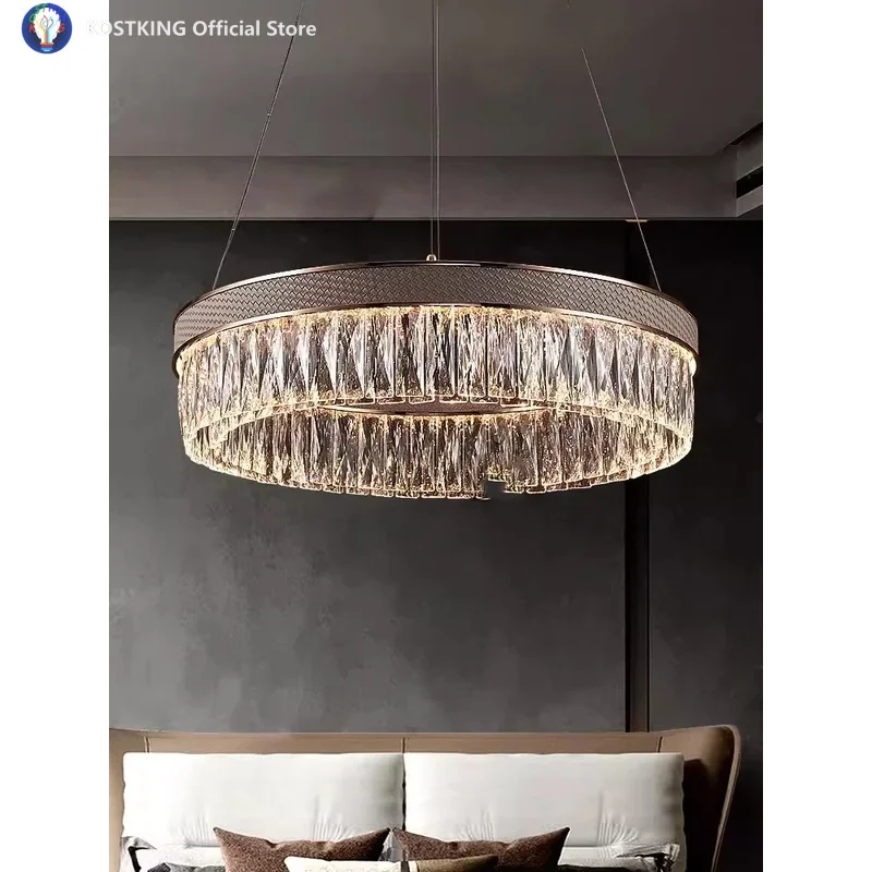 Light Luxury Crystal Lamp Living Room Chandelier 2026 New Hall Main Light American High-Grade Atmosphere Pendant Lighting