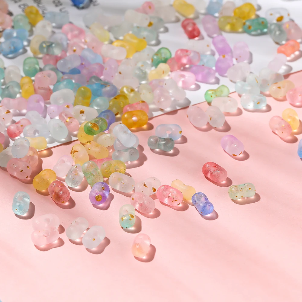 200pcs/Lots Acrylic Frosted Golden Peanut Shaped Beads Spacer Beads for DIY Jewelry Making Bracelets Earrings Craft Accessories