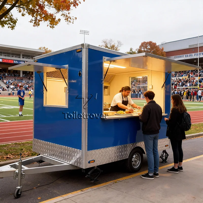 

Винтажный полностью оборудованный фудтрак из стеклопластика, расширяемый прицеп для фастфуда с окном для продажи, фургон для картофеля фри